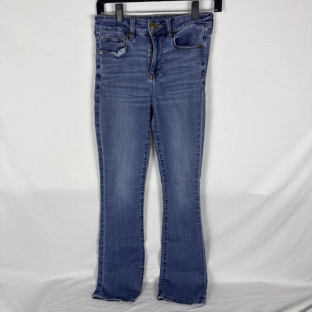 American Eagle High Rise Skinny Kick Jeans 4 Long Blue Womens Denim